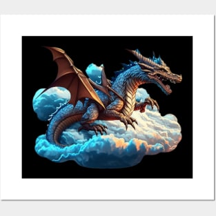 Flying Dragon in the Sky: Epic Fantasy Art Design Posters and Art